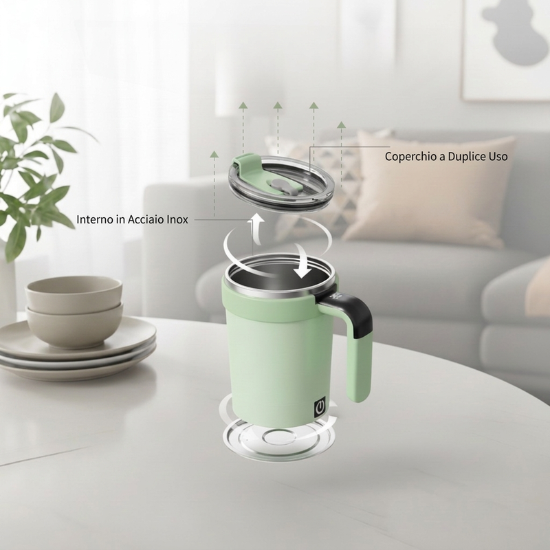 ☕ Smart Self-Stirring Coffee Mug – One-Touch Mixing + Temperature Display