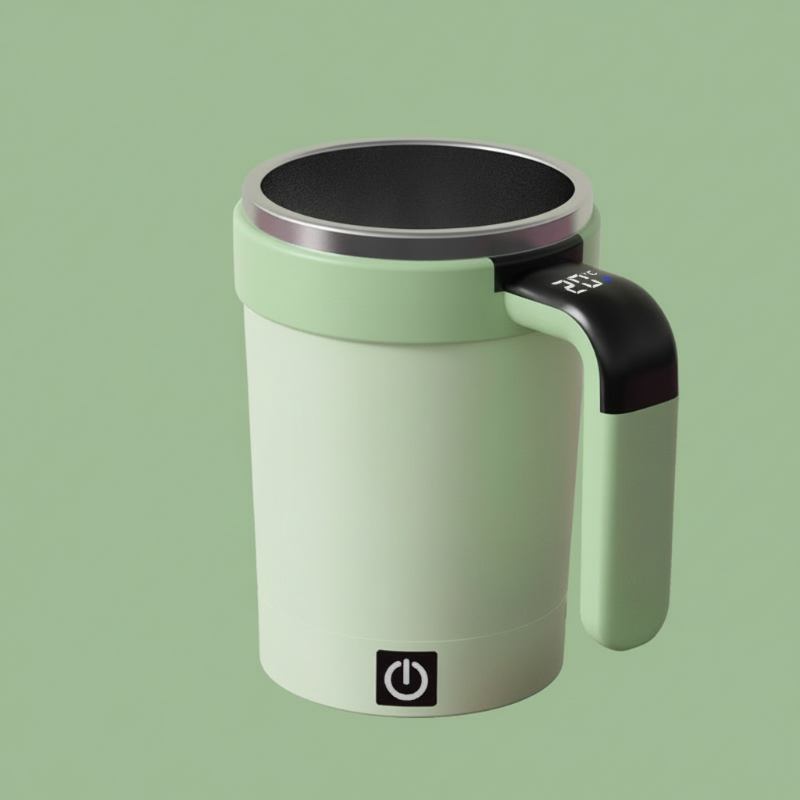 ☕ Smart Self-Stirring Coffee Mug – One-Touch Mixing + Temperature Display