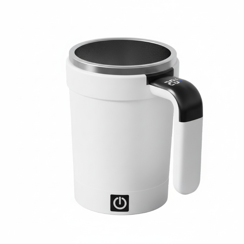 ☕ Smart Self-Stirring Coffee Mug – One-Touch Mixing + Temperature Display