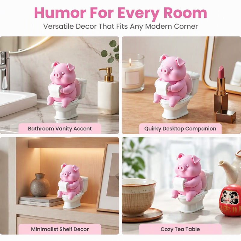 🐷 Funny Pig on Toilet Figurine – The Cutest Little Bathroom Decoration