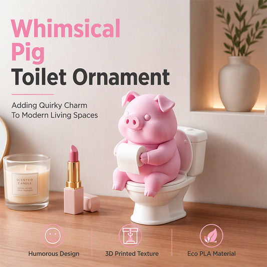 🐷 Funny Pig on Toilet Figurine – The Cutest Little Bathroom Decoration