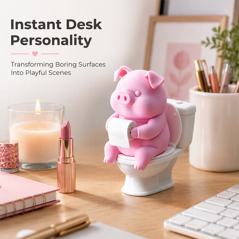🐷 Funny Pig on Toilet Figurine – The Cutest Little Bathroom Decoration