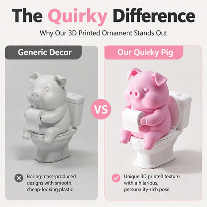 🐷 Funny Pig on Toilet Figurine – The Cutest Little Bathroom Decoration