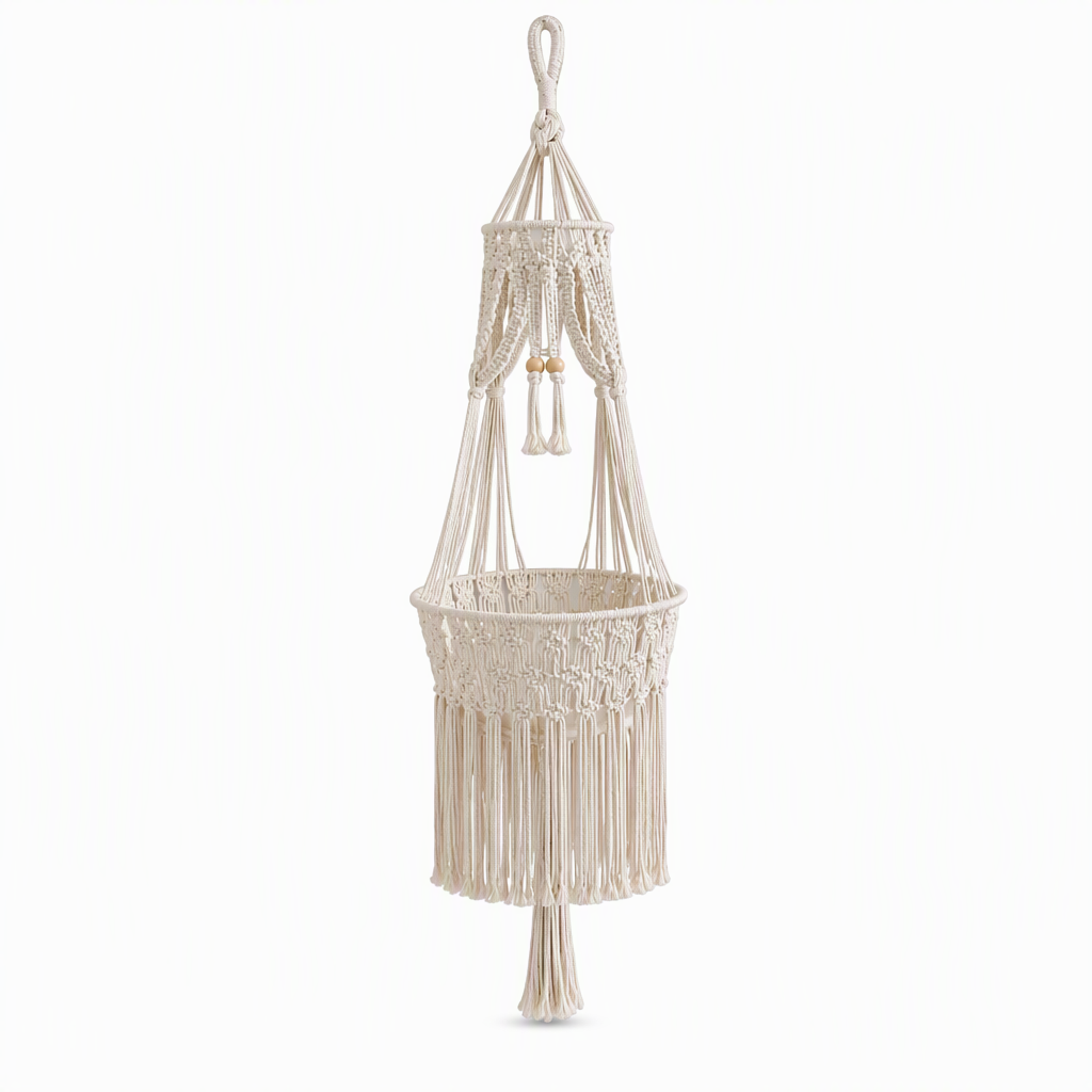🐱🌿 Boho Macramé Hanging Cat Hammock – Cozy Off-White Cat Swing Bed in 2 Sizes