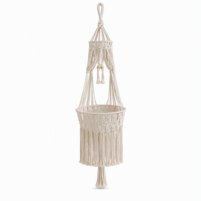 🐱🌿 Boho Macramé Hanging Cat Hammock – Cozy Off-White Cat Swing Bed in 2 Sizes