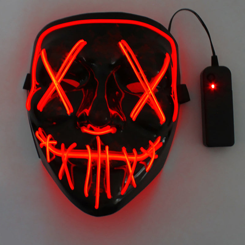 Neon EL Light-Up Halloween Mask – 3 Glow Modes, 8 Colors