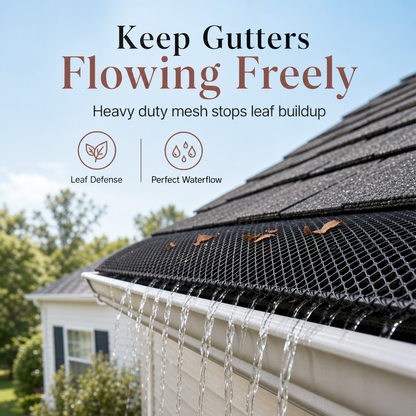 Thickened Plastic Gutter Guard Mesh Roll 15cm x 6m Leaf Filter Net with 10 Fixing Pegs for Roof Eaves Protection