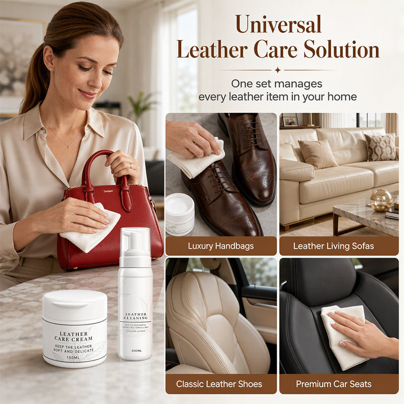 ⏰Professional Luxury Leather Cleaner and Nourishing Care Cream Set👜✨