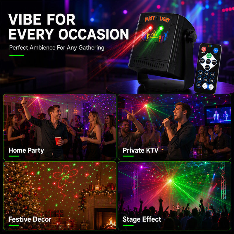 🎶 Music-Sync Party Laser Light – 68 Dynamic Patterns + Remote