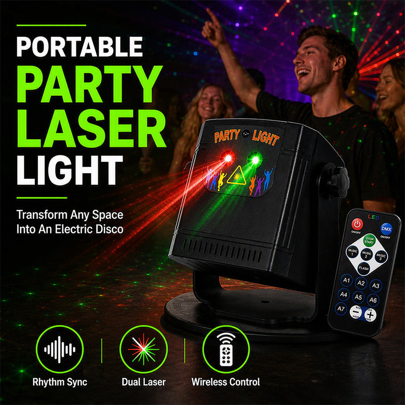 🎶 Music-Sync Party Laser Light – 68 Dynamic Patterns + Remote