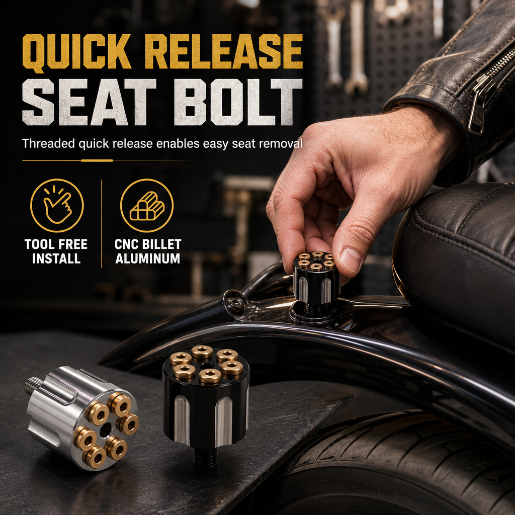 ⚙️ Tool-Free Motorcycle Seat Bolt – CNC Cylinder-Style Upgrade