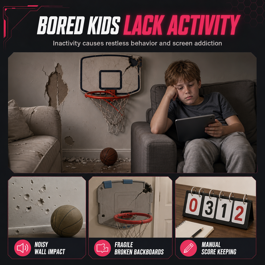 📢📢 50% OFF🏀Kids Indoor Basketball Hoop with LED Lights & Electronic Scoring – Hanging Foldable Basketball Goal with 16cm Ball