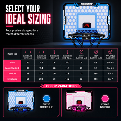 📢📢 50% OFF🏀Kids Indoor Basketball Hoop with LED Lights & Electronic Scoring – Hanging Foldable Basketball Goal with 16cm Ball