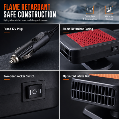 🚗 Portable Car Heater & Defogger – Dual-Mode Adjustable Airflow