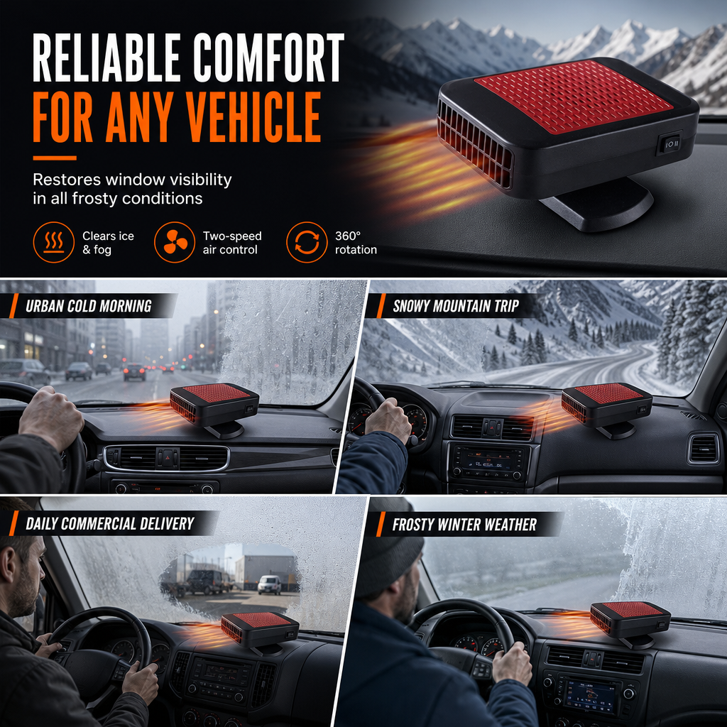 🚗 Portable Car Heater & Defogger – Dual-Mode Adjustable Airflow