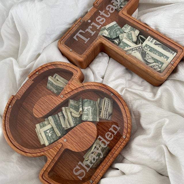 💛 Wooden Letter Piggy Bank – A Special Place for Their First Savings