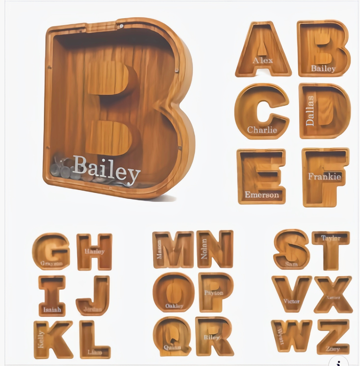 💛 Wooden Letter Piggy Bank – A Special Place for Their First Savings