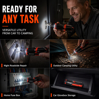 🎉📢📢50% OFF !! ⏰🔧8-in-1 Folding Screwdriver – Built-In LED Work Light & Flashlight