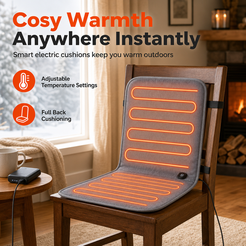 Heated Chair Cushion with Backrest – 3 Heat Settings