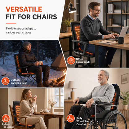 Heated Chair Cushion with Backrest – 3 Heat Settings