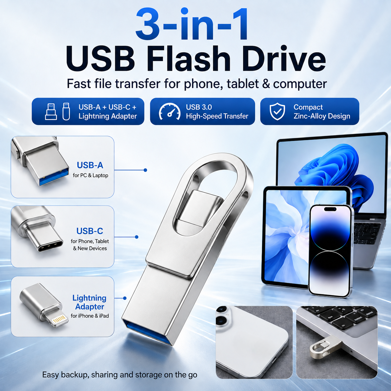 ⚡ 3-in-1 USB C Pendrive – High-Speed Memory for Students & Office