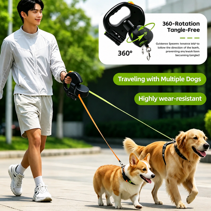 🐕 Dual Retractable Dog Leash – For 2 Dogs, Tangle-Free Walking Comfort 🐾