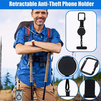 📱 Retractable Phone Tether – Clip-On Anti-Loss Holder for Travel & Outdoor Adventures