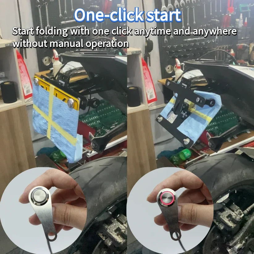 Wired control button for motorcycle plate bracket