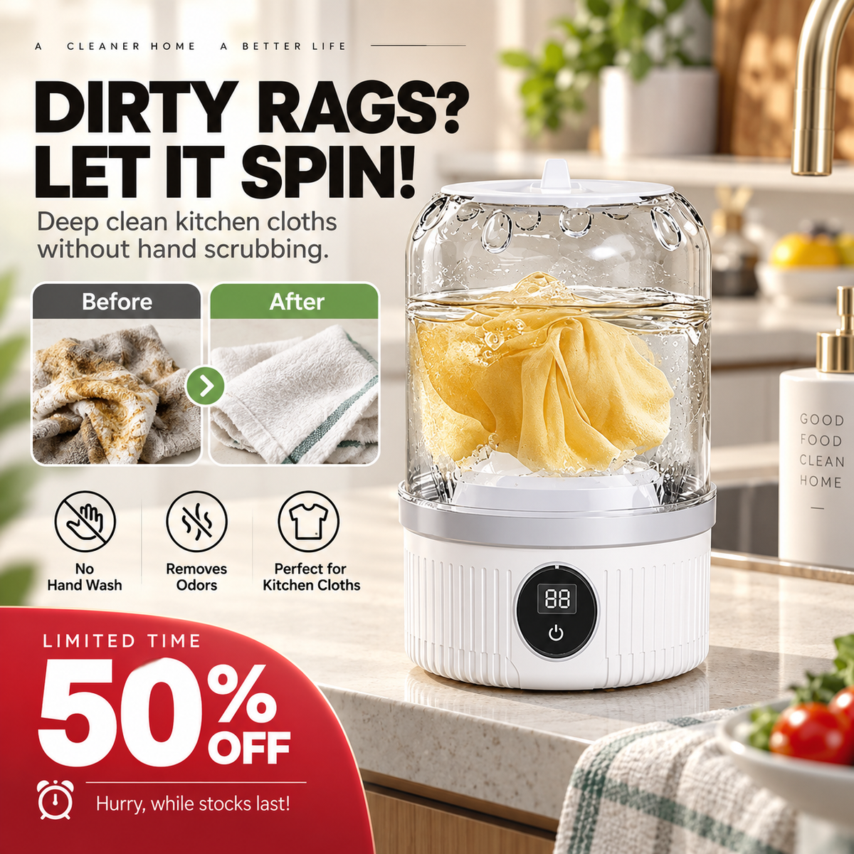 🧺 Cordless Mini Washing Machine – USB-C Rechargeable, 2 Wash Modes