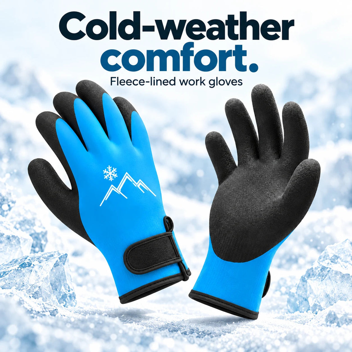 🧤 Insulated Winter Work Gloves – Latex Grip & Adjustable Wrist