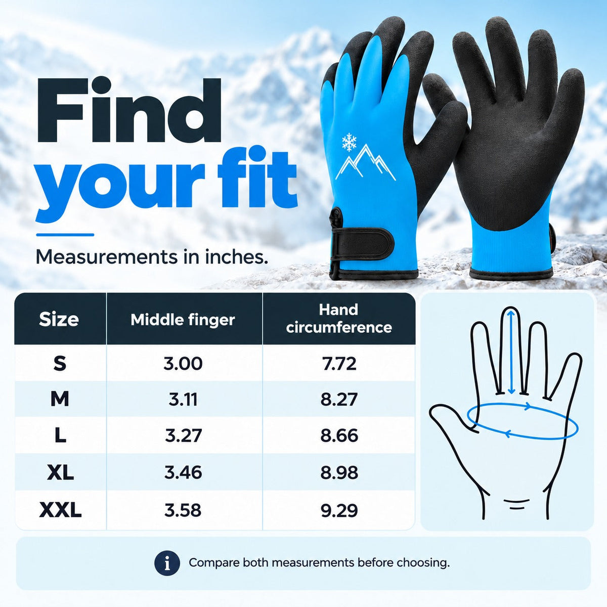 🧤 Insulated Winter Work Gloves – Latex Grip & Adjustable Wrist